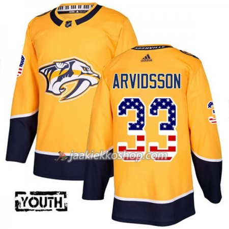 Lapsille NHL Nashville Predators Pelipaita Viktor Arvidsson 33 Adidas 2017-2018 Kulta USA Flag Fashion Authentic